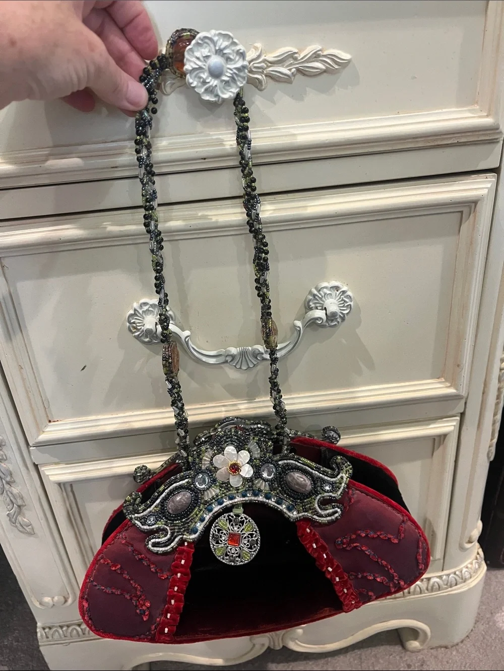 Mary Frances Embellished Red Beaded Evening Bag - Designer Style - Picture 2 of 7